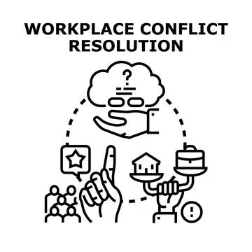 Workplace conflict resolution finding professional decision and balance Stock Illustration