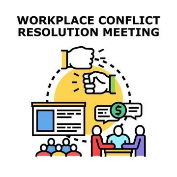 Workplace conflict resolution meeting finding compromise solution Stock Illustration
