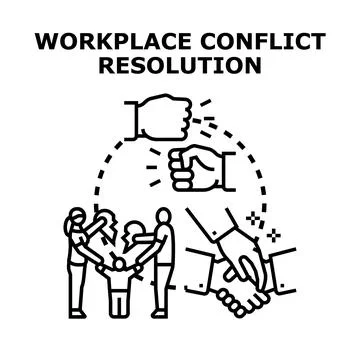 Workplace conflict resolution process helping people negotiating agreement Stock Illustration