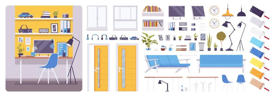 Workplace construction set Stock Illustration