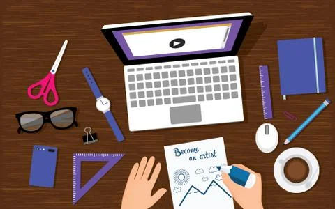 Workplace of creative person. Stock Illustration