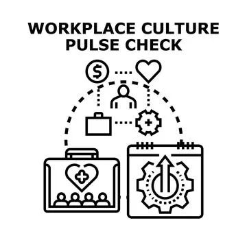 Workplace culture pulse check evaluating employee experience Stock Illustration