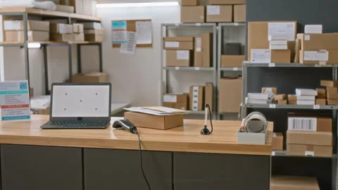 Workplace of Customer Service Agent at Courier Delivery Company Stock Footage 321435129