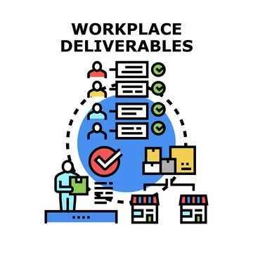 Workplace deliverables completing project tasks and supply chain Stock Illustration