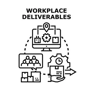 Workplace deliverables concept developing business processes Stock Illustration