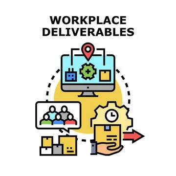 Workplace deliverables concept developing business processes Stock Illustration