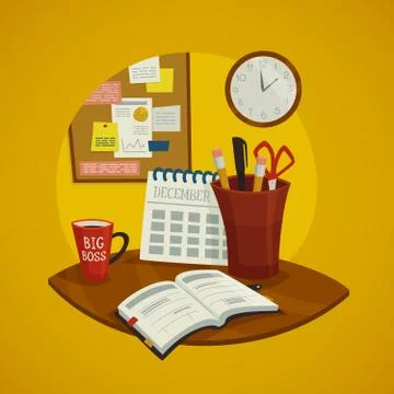 Workplace Design Concept Set Stock Illustration