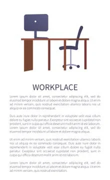 Workplace Design Table Computer, Comfortable Chair Stockillustratie