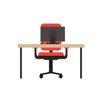Workplace desk chair and computer icon Stock-Illustration