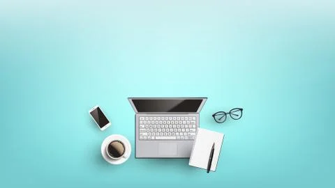 Workplace Desk For Freelancer Flat Lay Stock Illustration