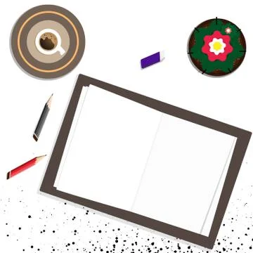 Workplace desktop background. workspace top view with dots scattered Stock Illustration