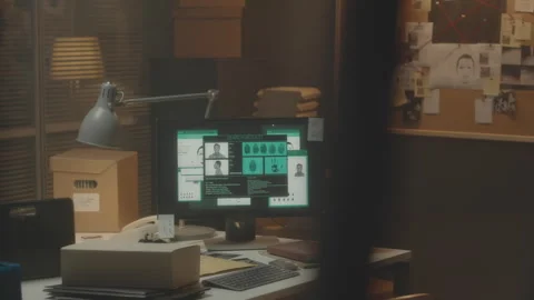 Workplace of Detective in Agency Stock Footage 250012280