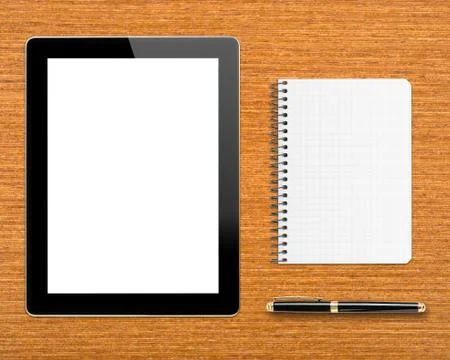 Workplace with digital tablet computer Stock Photos