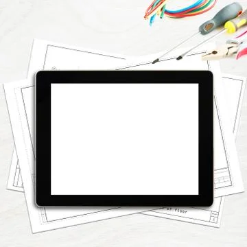 Workplace with digital tablet Stock Illustration