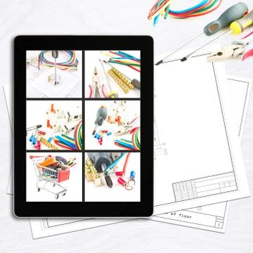 Workplace with digital tablet Stock Illustration
