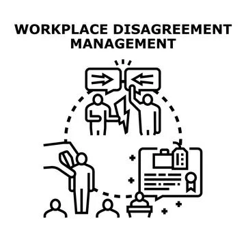 Workplace disagreement management, conflict resolution, mediation process Stock Illustration