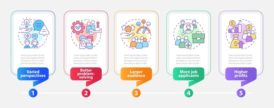 Workplace diversity advantages rectangle infographic template 스톡 일러스트