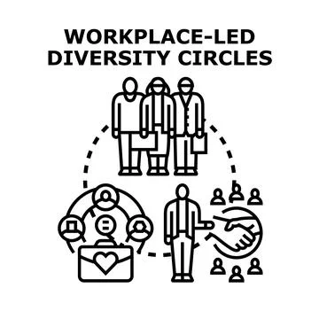 Workplace diversity circles promoting inclusion and community engagement Stock Illustration
