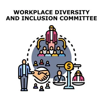 Workplace diversity inclusion committee promoting equal opportunities Stock Illustration
