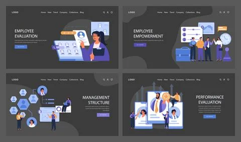 Workplace Dynamics set. Flat vector. Stock Illustration