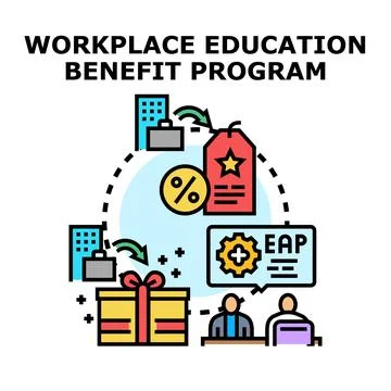 Workplace education benefit program employee assistance Stock Illustration