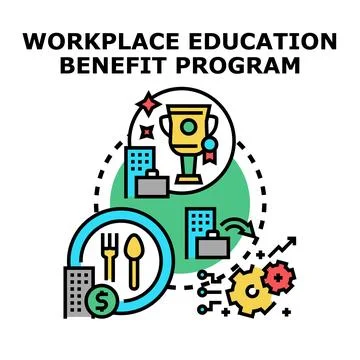 Workplace education benefit program improving employee skills for career grow Stock Illustration