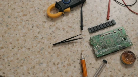 Workplace Of An Electronic Engineer In The Workshop. Stock Footage 129080972