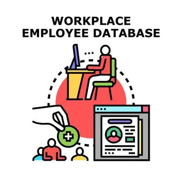 Workplace employee database managing hr information system Stock Illustration