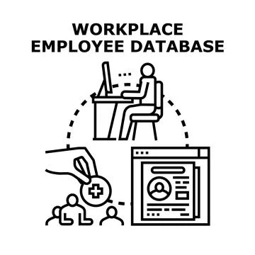 Workplace employee database managing hr information system Stock Illustration