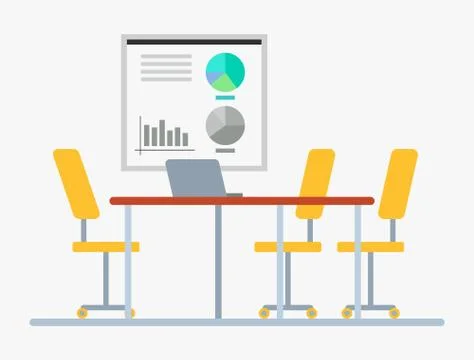 Workplace Empty Place with Table and Chairs Hall Stock Illustration