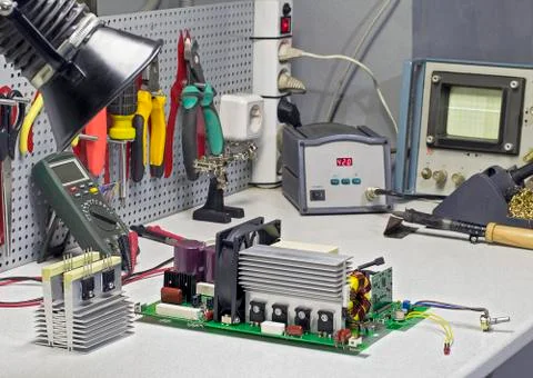 The workplace of engineer mechanics Stock Photos