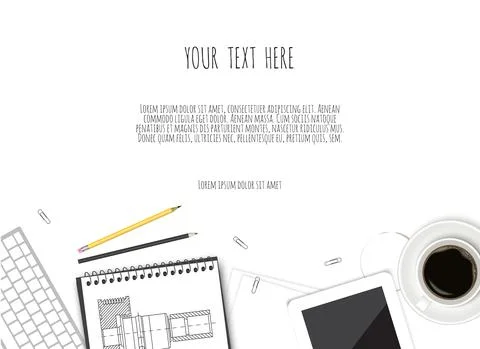 Workplace engineer in a top view. Technical workplace. Flat design vector Stock Illustration