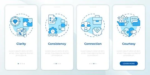 Workplace etiquette blue onboarding mobile app screen Stock Illustration