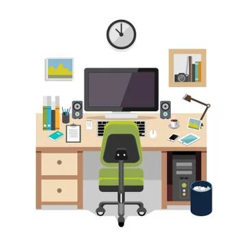 Workplace flat design. Stock Illustration