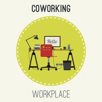 Workplace flat illustration. Stock Illustration