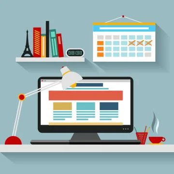 Workplace flat web disign Stock Illustration