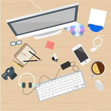 Workplace flat, web work Stock Illustration