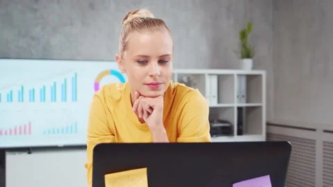 Workplace of freelance worker or a student girl at home office. Young woman Stock Footage 160655443