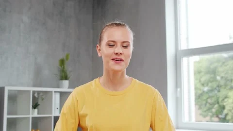 Workplace of freelance worker or a student girl at home office. Young woman is Stock Footage 160655951