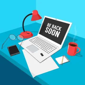 Workplace of the freelancer is a laptop Stock Illustration