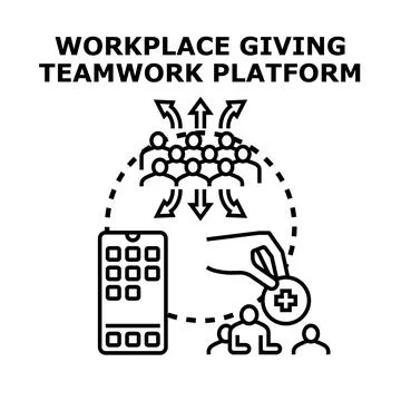 Workplace giving teamwork platform donations concept Stock Illustration