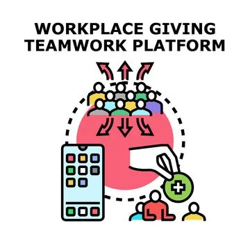 Workplace giving teamwork platform donations concept Stock Illustration