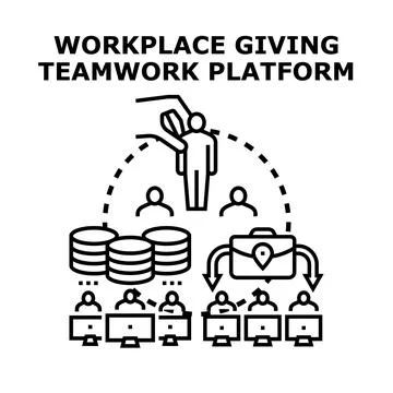 Workplace giving teamwork platform financial contribution concept Stock Illustration