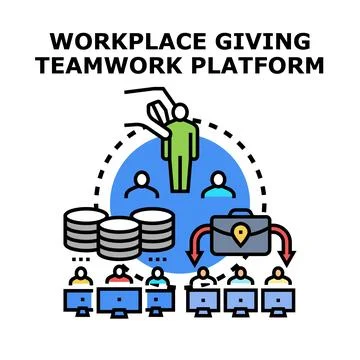 Workplace giving teamwork platform financial contribution concept Stock Illustration