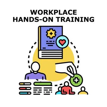 Workplace hands on training concept with people learning 스톡 일러스트