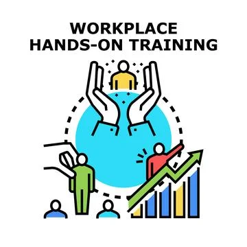 Workplace hands on training developing employee skills and growth Illustrazione stock