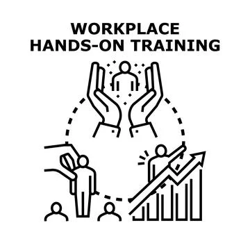 Workplace hands on training developing employee skills and growth Stock Illustration