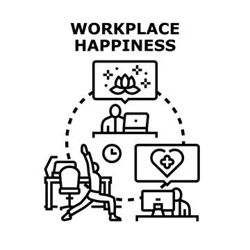 Workplace happiness concept improving employee well being Stock Illustration