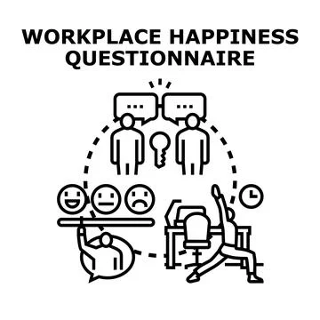 Workplace happiness questionnaire evaluating employee satisfaction survey Stock Illustration