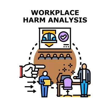 Workplace harm analysis identifying risks and safety improvements Stock Illustration